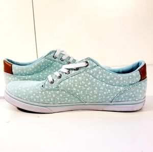 Teal and floral Vans women's Sz 8.5